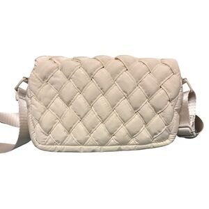 LS Live In Style Woven Puffer Crossbody Bag Cream